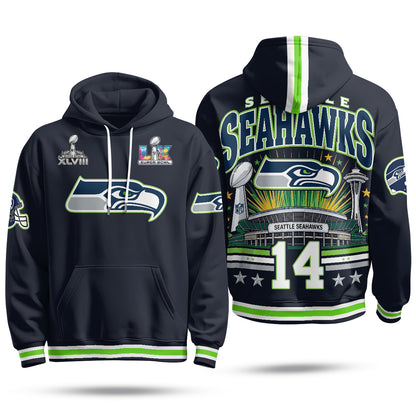 Seattle Seahawks Stadium Fleece Hoodie - Printed