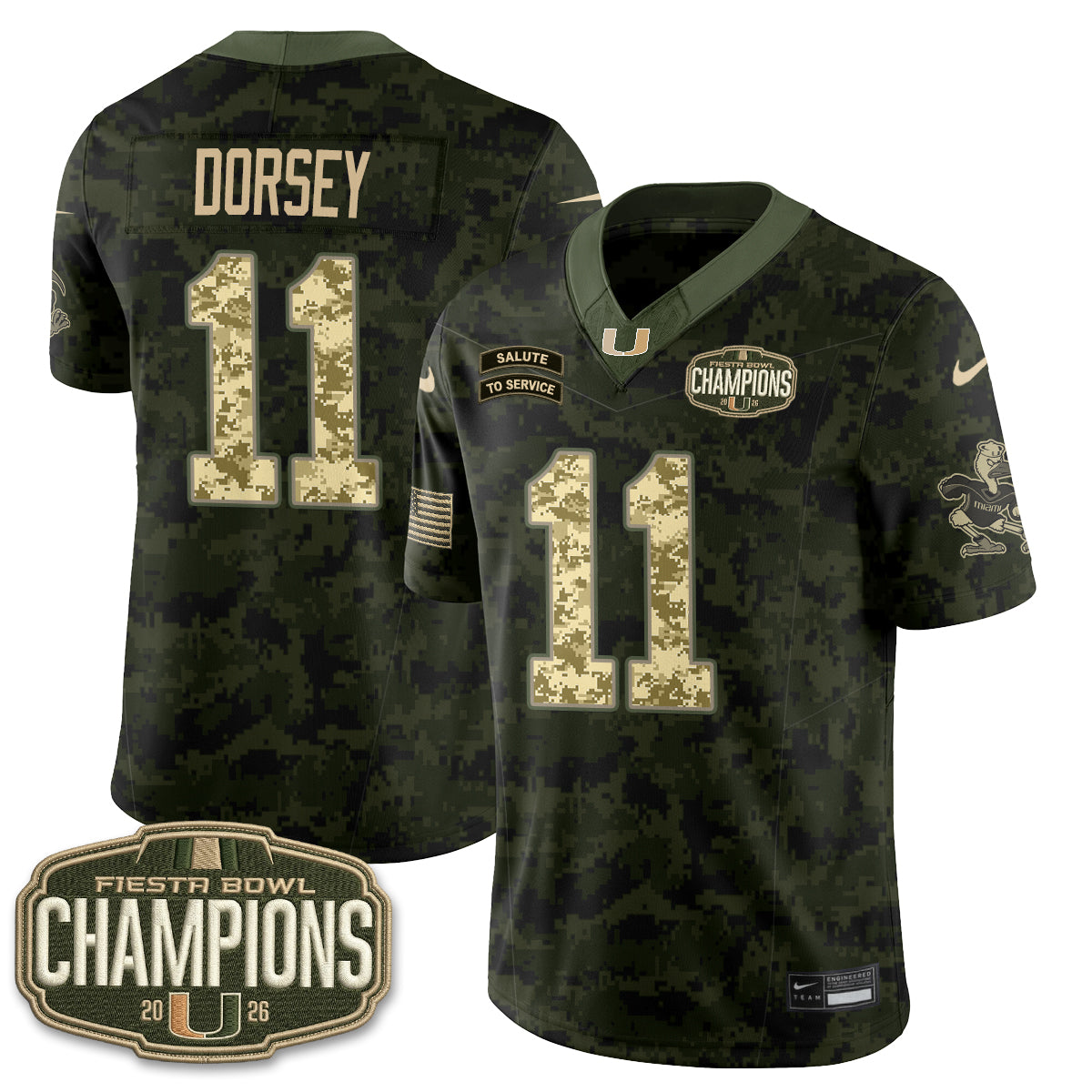 Miami Hurricanes 2026 Salute to Service Vapor Jersey - Stitched