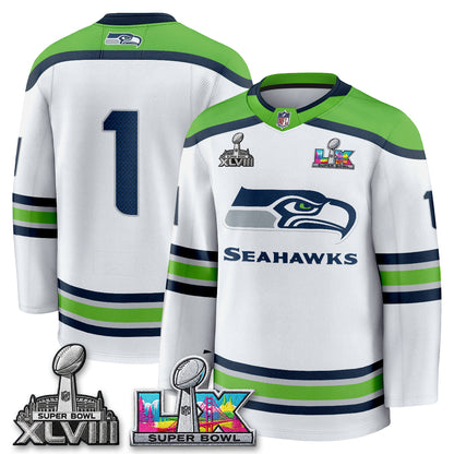 SEA 2X S.Bowl Champions Patch Hockey Jersey - Stitched
