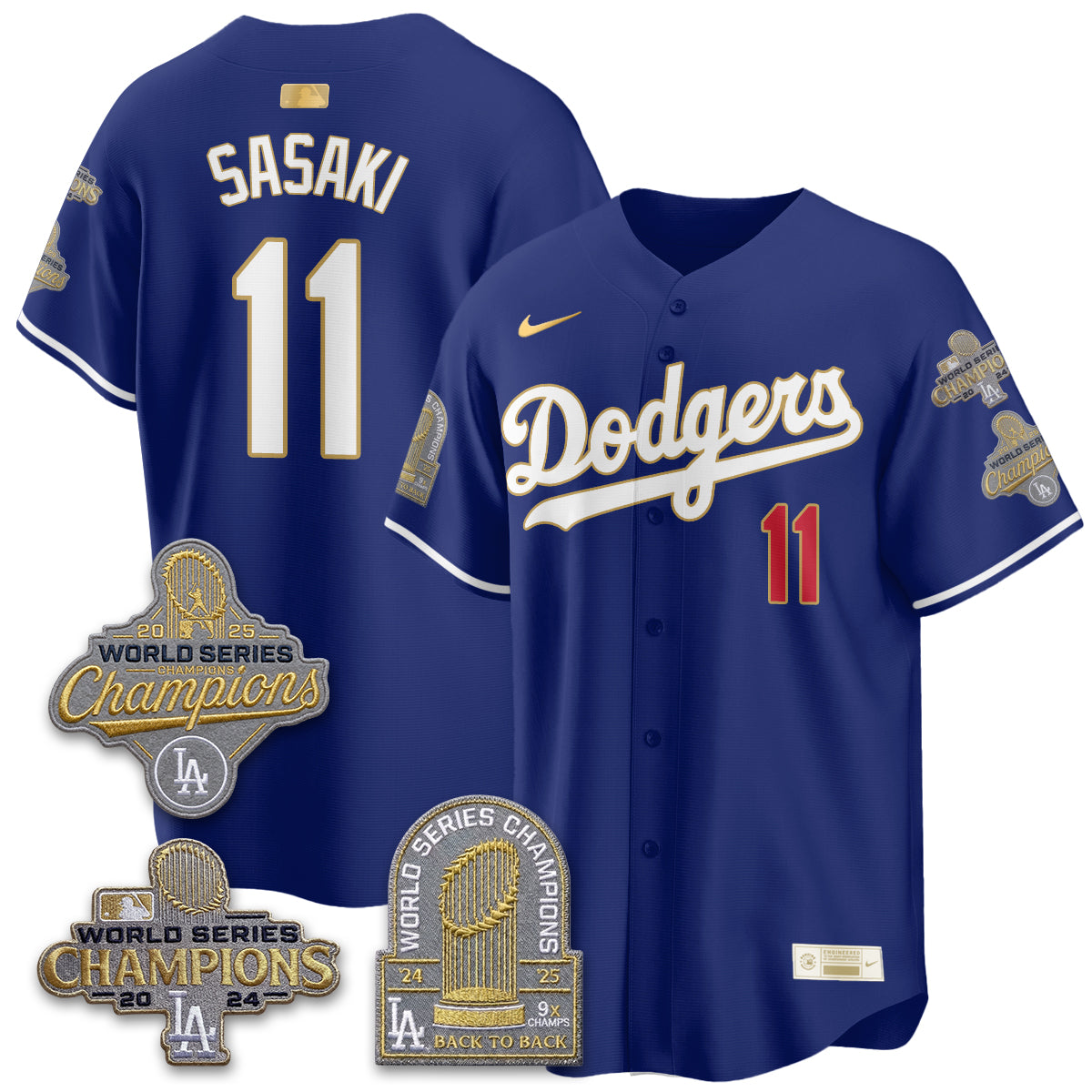 LAD Gold Collection Stadium Vapor Limited Jersey - Back to Back 9x Champs - All Stitched