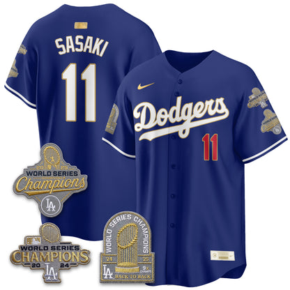 LAD Gold Collection Stadium Vapor Limited Jersey - Back to Back 9x Champs - All Stitched