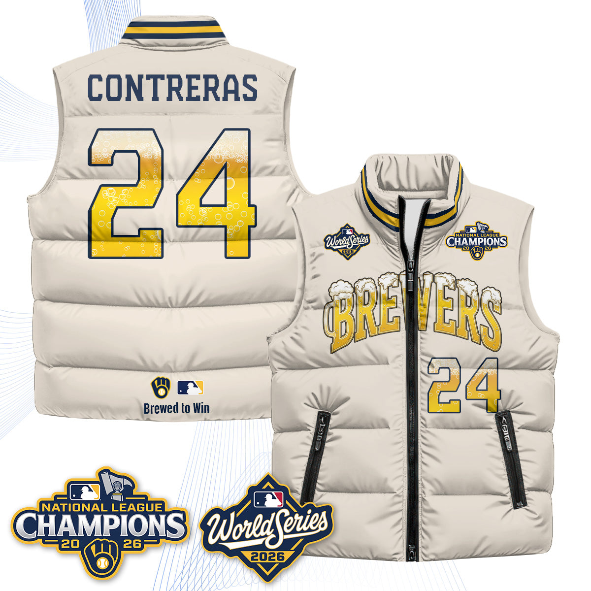MIL "Pitcher & Pint" 2026 NL Champions Puffer Vest - Printed