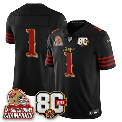 San Francisco 49ers 80 Years & 5X Champs Rivalries Vapor Jersey - Stitched