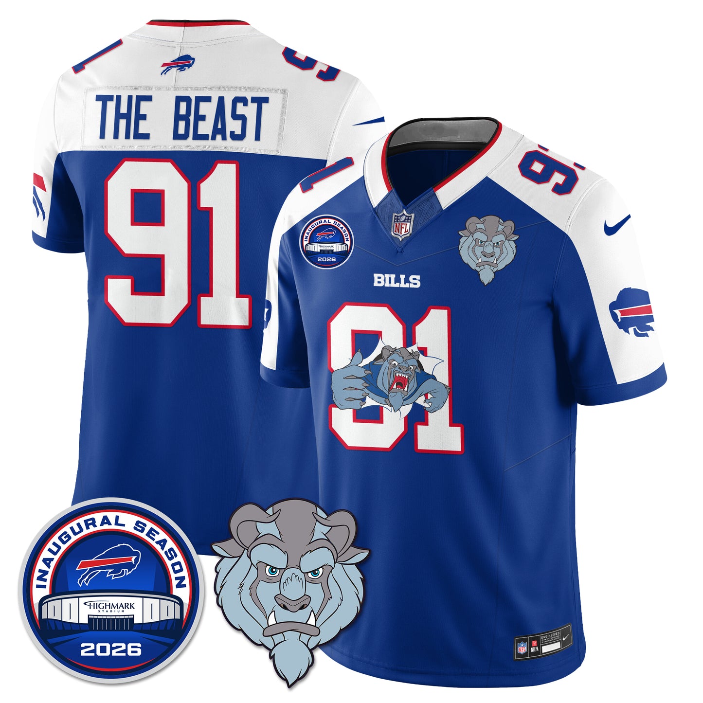 Buffalo Bills x Hairy Blue Beast Edition Vapor Jersey - Stitched