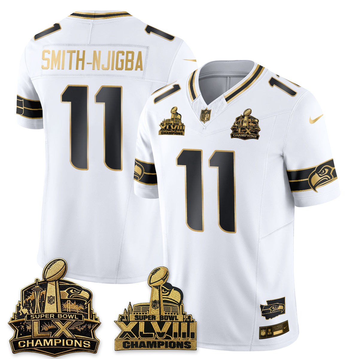 SEA S.Bowl Champions Patch Vapor Jersey - Stitched