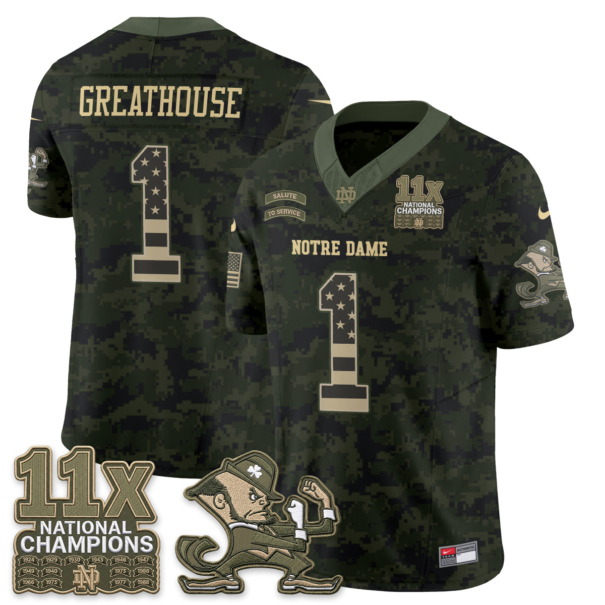 Notre Dame Fighting Irish 2026 Salute to Service Vapor Jersey - Stitched