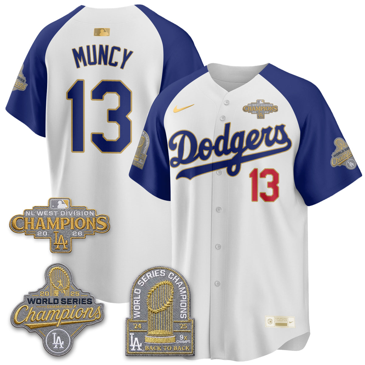 LAD 2026 NL West Champs Gold Vapor Jersey- Stitched