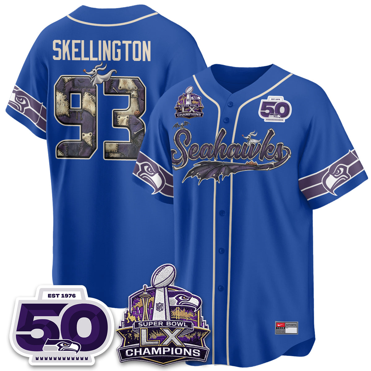 Seattle Seahawks 2026 Nightmare Edition Vapor Baseball Jersey - Stitched