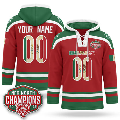 CHI 2026 Mexico NFC North Champions 2025 Patch Custom Hockey Hoodie - Stitched