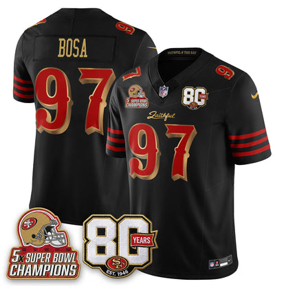 San Francisco 49ers 80 Years & 5X Champs Rivalries Vapor Jersey - Stitched