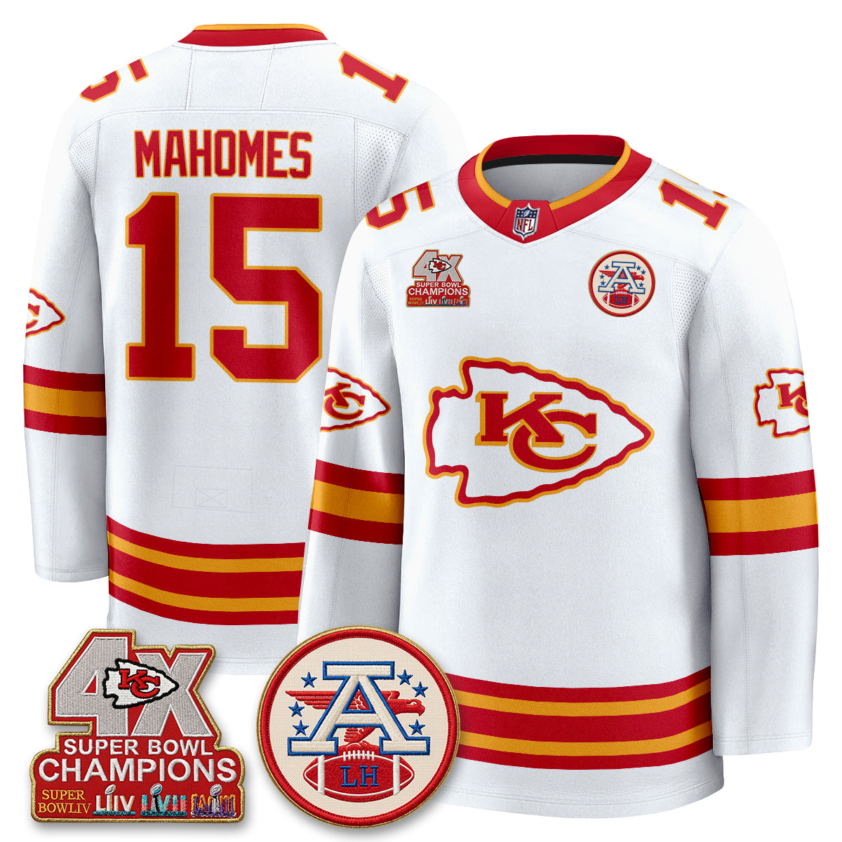 Kansas City Chiefs 4X Champs Edition Hockey Jersey - Stitched
