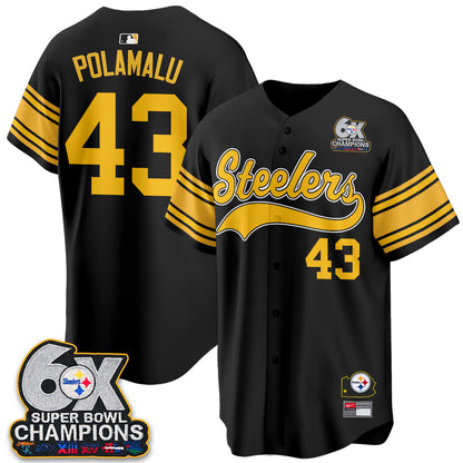 Pittsburgh Steelers 6X Champs Throwback Baseball Vapor Jersey - Stitched