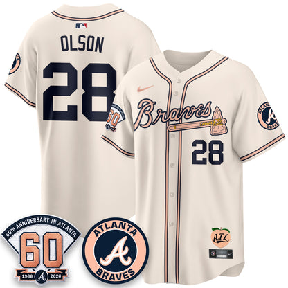 ATL 60th Anniversary Peach Edition Vapor Premier Limited Jersey - All Stitched