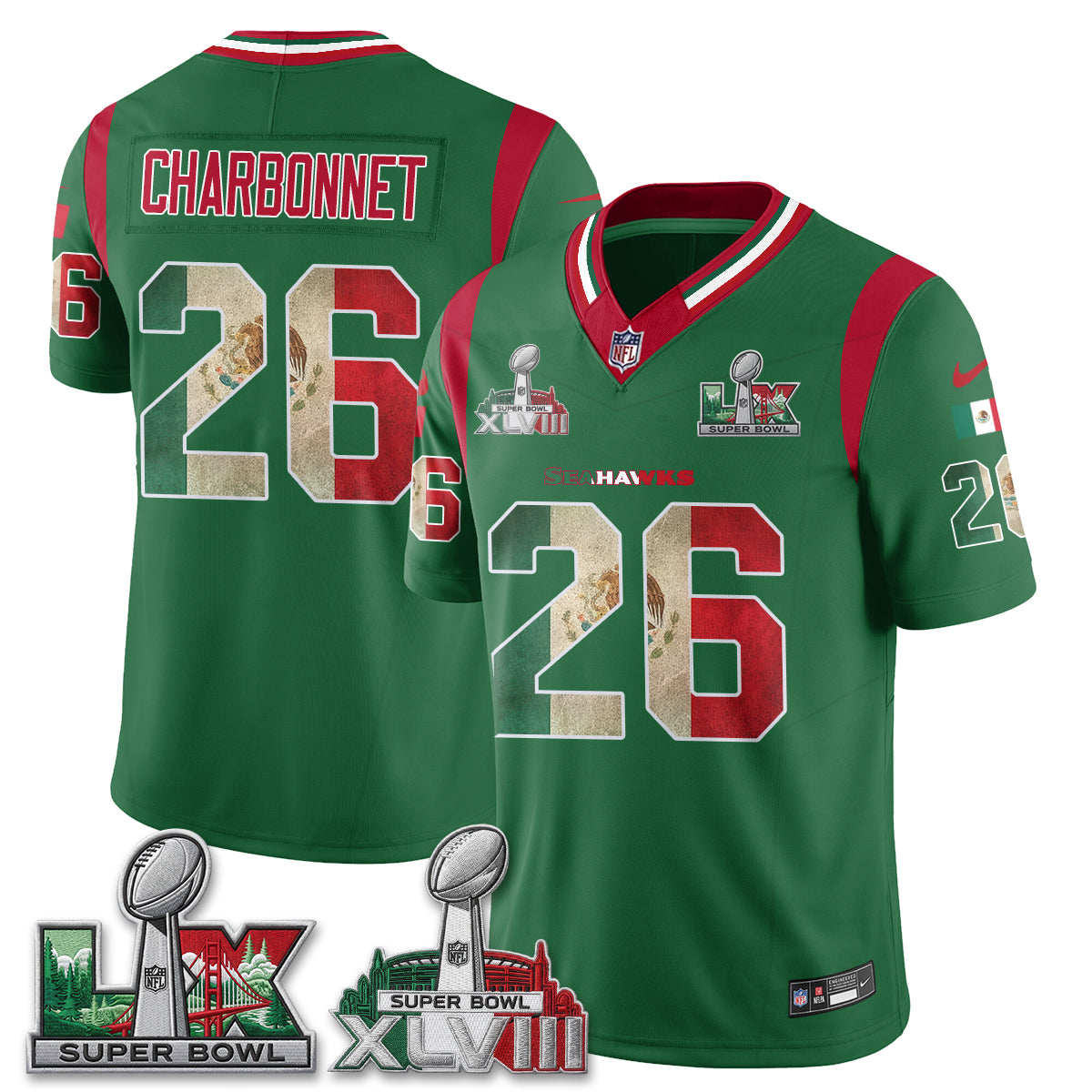 Seattle Seahawks Mexico Edition Vapor Jersey V1- Stitch