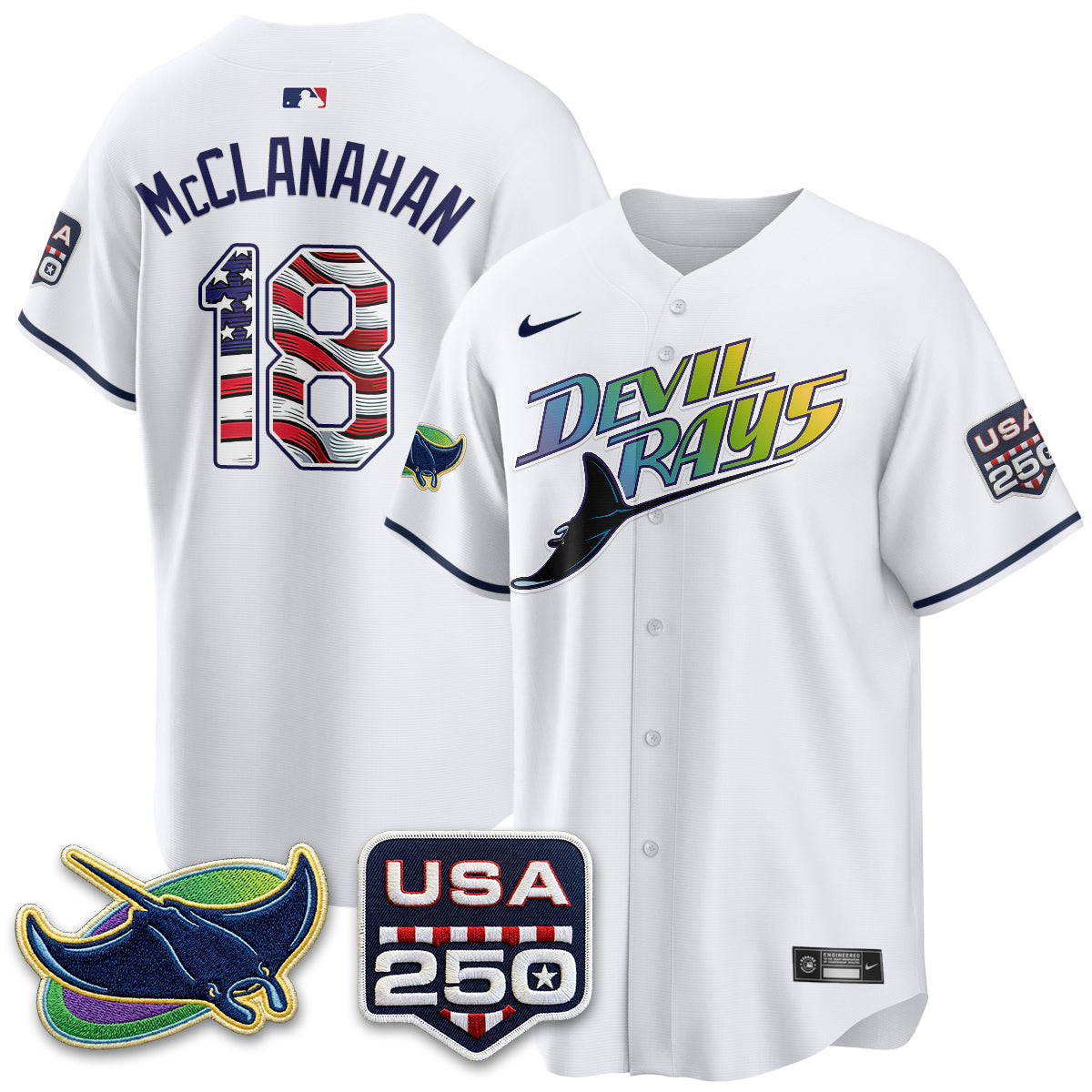 Tampa Bay Rays Independence Day USA 2026 City Connect Vapor Jersey - Stitched
