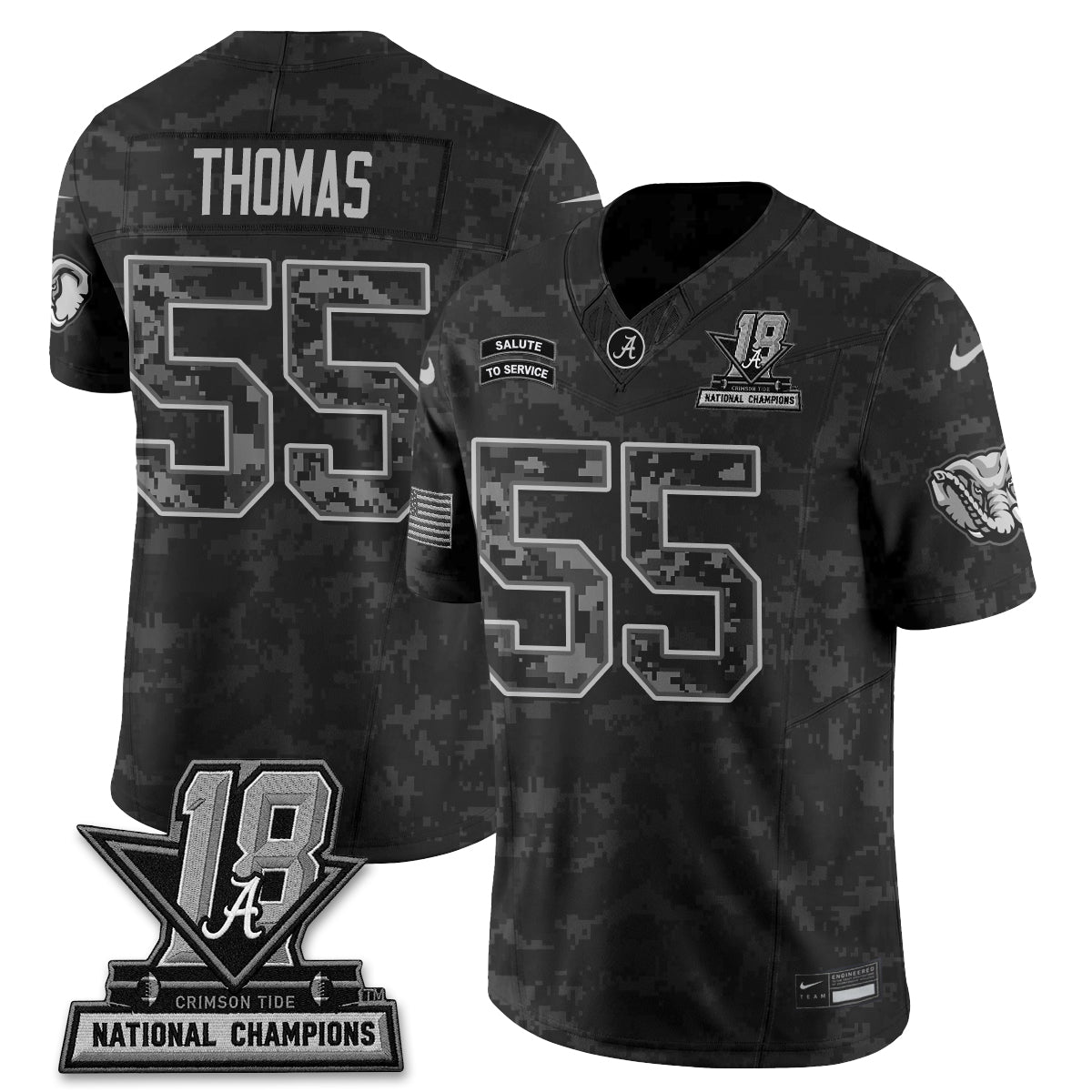 Alabama Crimson Tide 2026 Salute to Service Vapor Jersey - Stitched