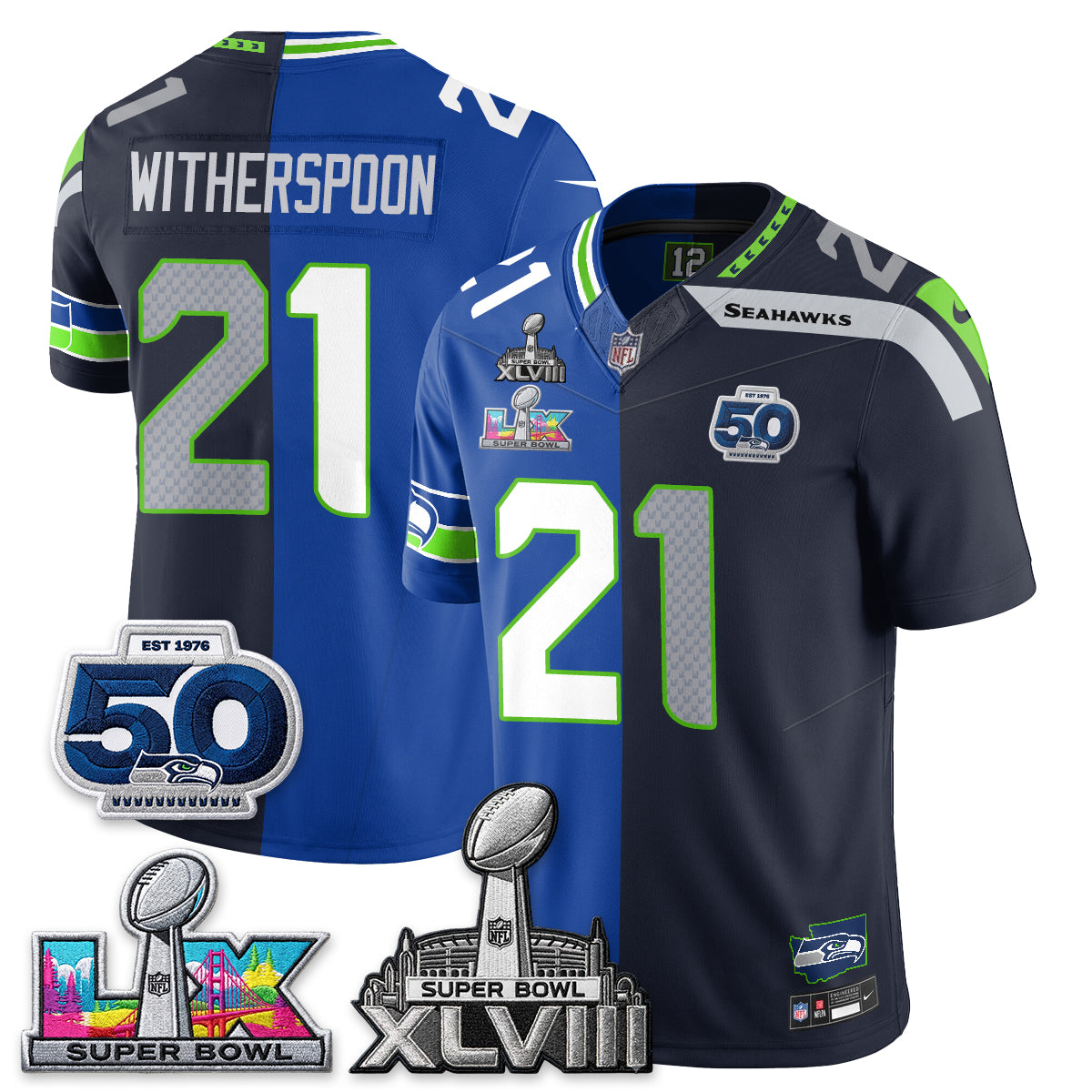 Seattle Seahawks SB LX Champs Split Edition Vapor Jersey - Stitch