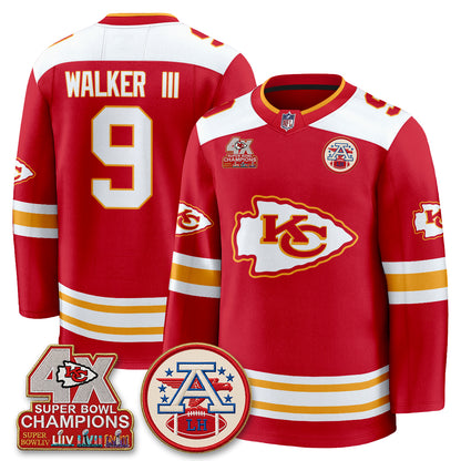 Kansas City Chiefs 4X Champs Edition Hockey Jersey - Stitched