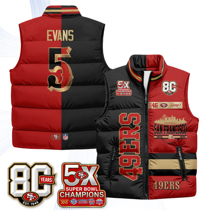 San Francisco 49ers Faithful to The Bay Puffer Vest - Printed
