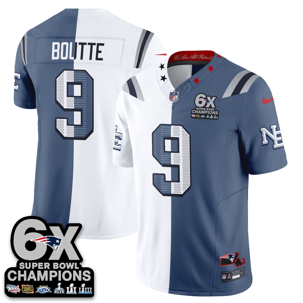 NE Rivalries Split Edition Vapor Jersey - Stitched