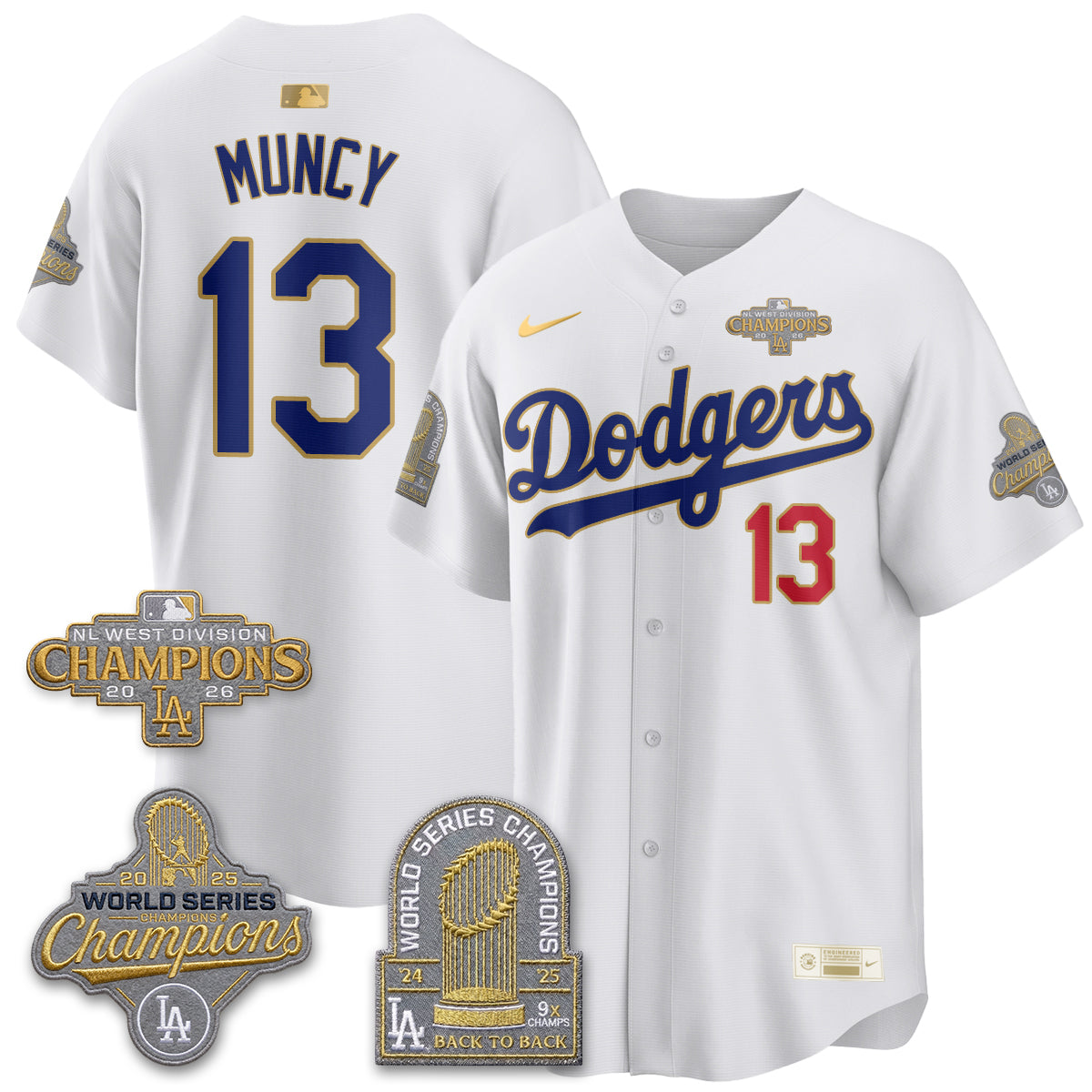 LAD 2026 NL West Champs Gold Vapor Jersey- Stitched