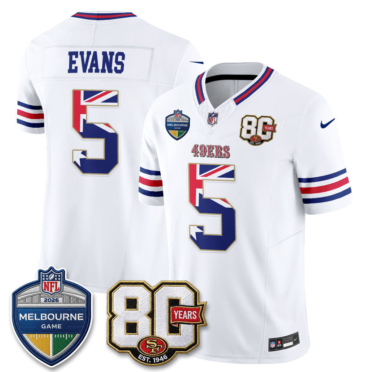 San Francisco 49ers Melbourne Game 2026 Vapor Jersey - Stitched
