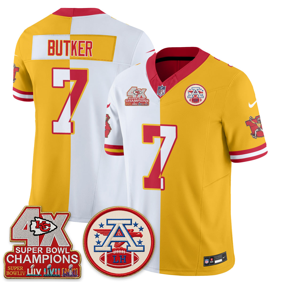 Kansas City Chiefs Throwback Split Vapor Jersey - Stitched
