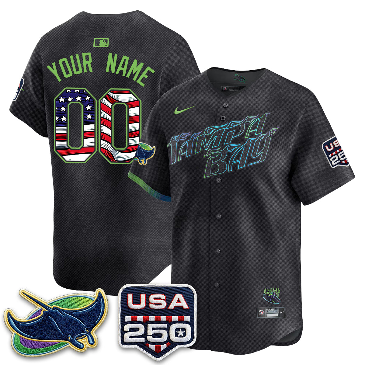 Tampa Bay Rays Independence Day USA 2026 City Connect Vapor Custom Jersey - Stitched