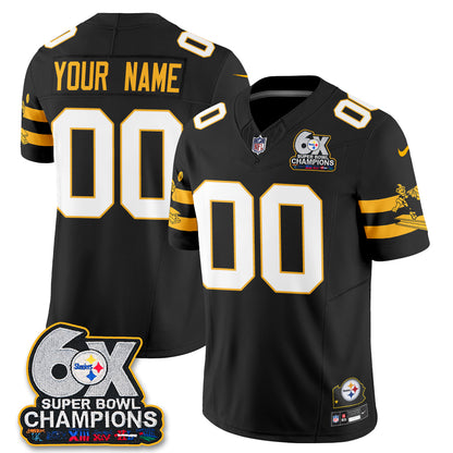 Pittsburgh Steelers 6X Champs Throwback V2 Vapor Custom Jersey - Stitched