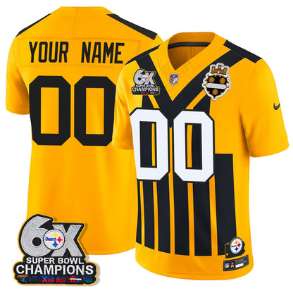 Pittsburgh Steelers 6X Champs Throwback V2 Vapor Custom Jersey - Stitched