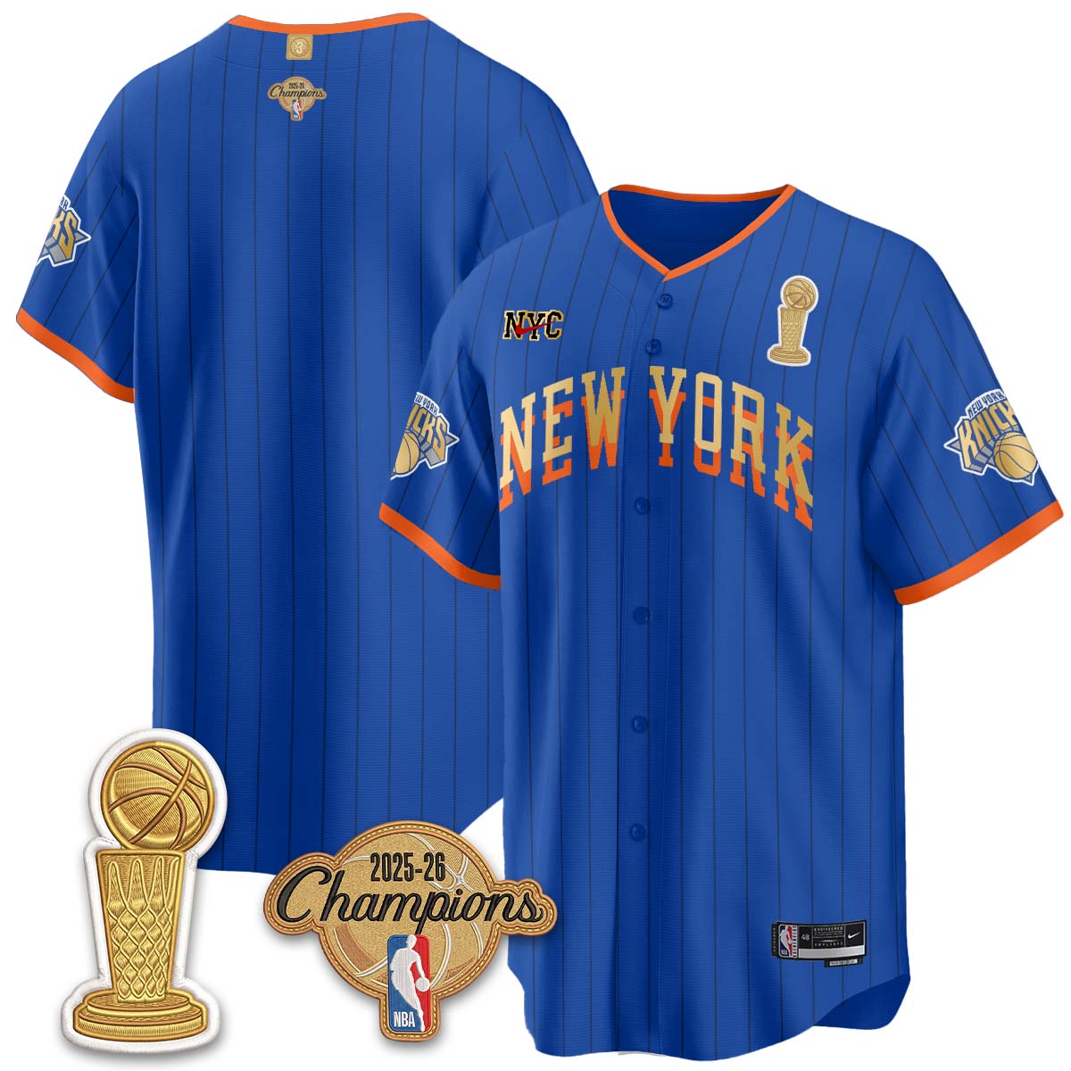 New York Knicks Champions Night Baseball Vapor Jersey - Stitched