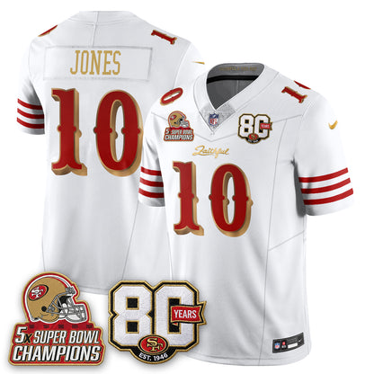 San Francisco 49ers 80 Years & 5X Champs Rivalries Vapor Jersey - Stitched