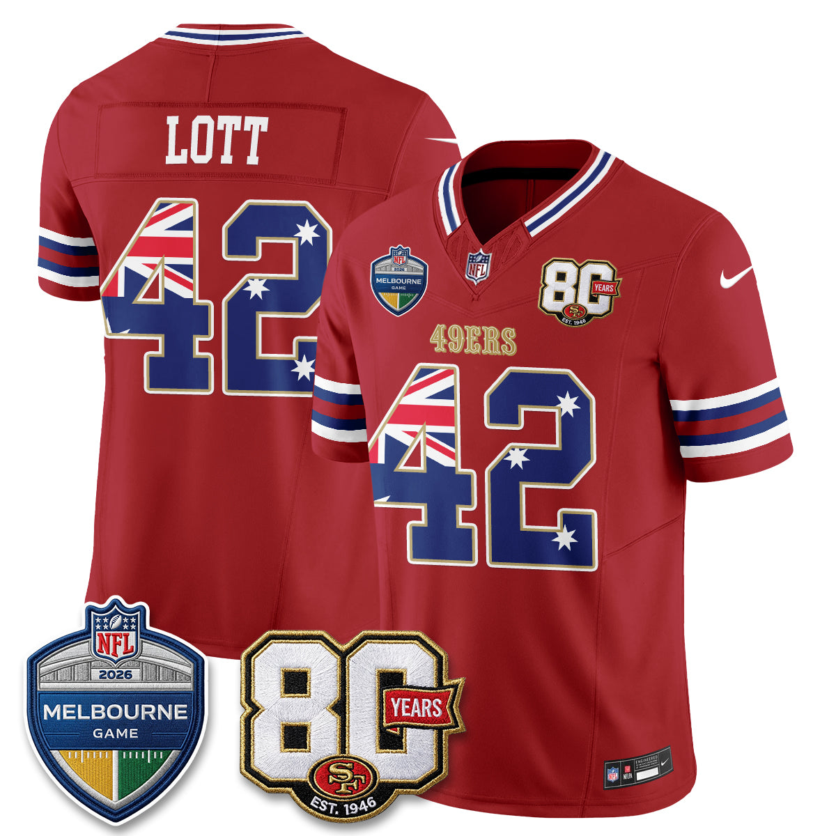 San Francisco 49ers Melbourne Game 2026 Vapor Jersey - Stitched
