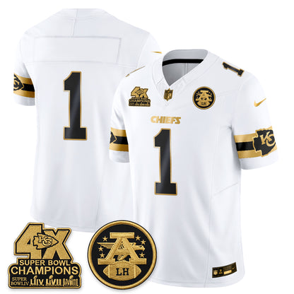 Kansas City Chiefs 4X Champs Gold Edition Vapor Jersey - Stitched
