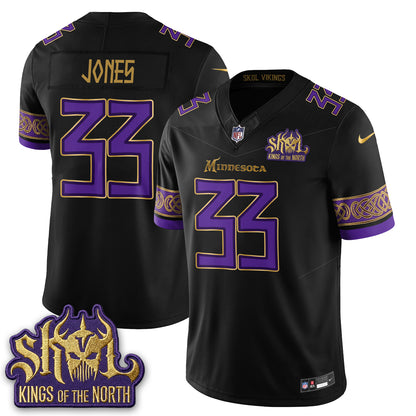 MIN Fangear Edition Warrior Skol Patch Vikings Font Vapor Jersey - Stitched