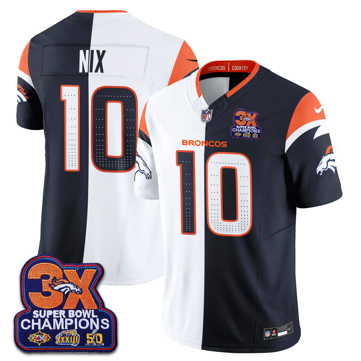 Denver Broncos Split Edition Vapor Jersey - Stitched
