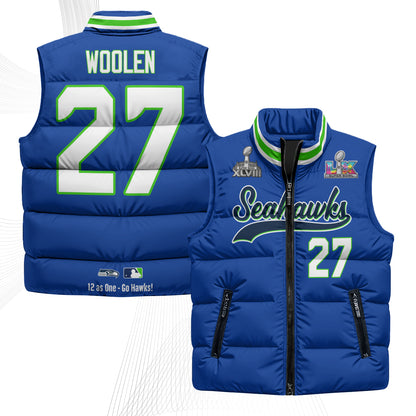 Seattle Seahawks S.Bowl Champs Puffer Vest - Printed