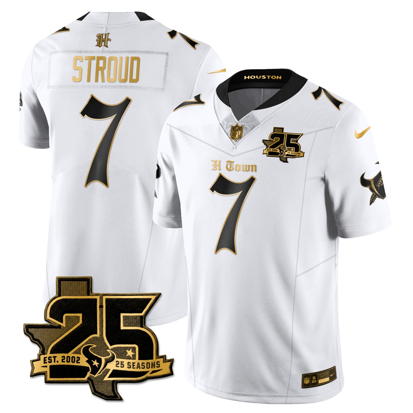 HOU 25th Seasons in 2026 Gothic Vapor Gold Edition Limited Jersey - All Stitched