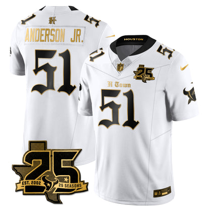 HOU 25th Seasons in 2026 Gothic Vapor Gold Edition Limited Jersey - All Stitched