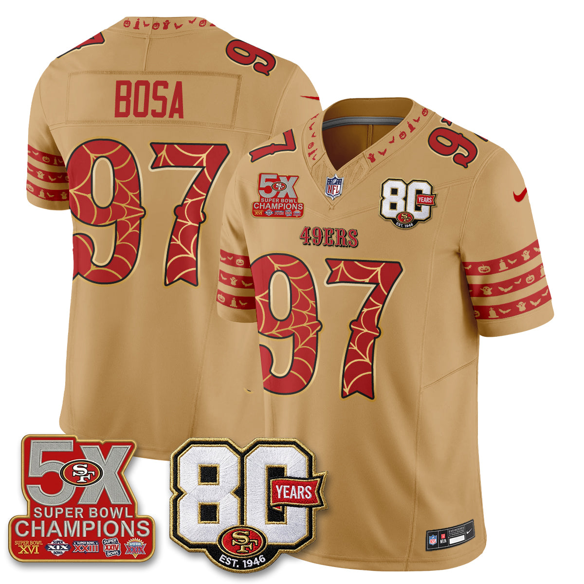 San Francisco 49ers Spooky Edition Vapor Jersey - Stitched