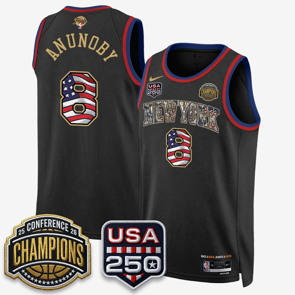 New York Knicks 2026 NBA Eastern Conference Champions x Fourth of July Vapor Jersey - Stitched