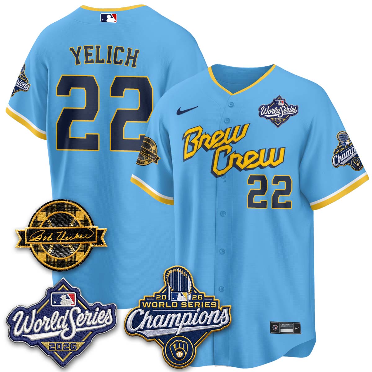 MIL 2026 WS Champions - Bob Uecker Patch Vapor Jersey - Stitched