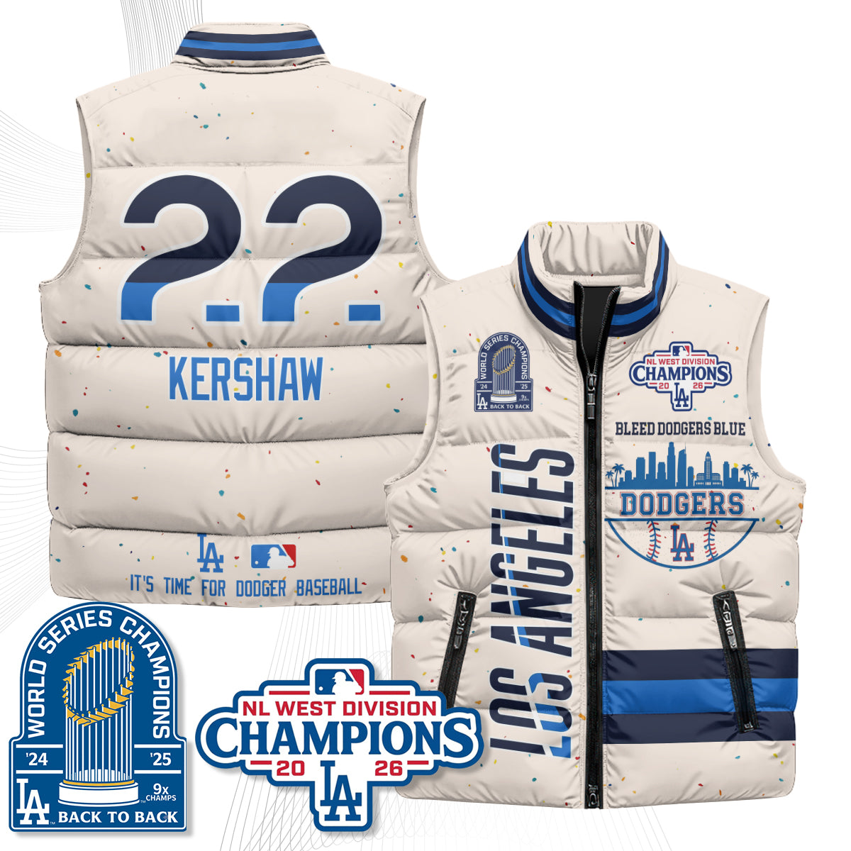 LAD "Bleed Blue" Puffer Vest - Printed