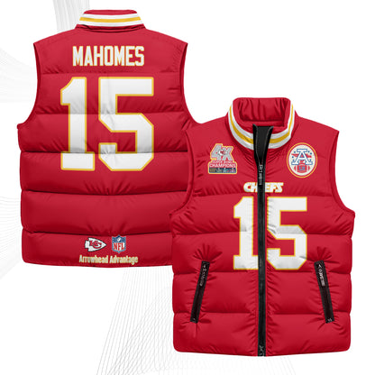 Kansas City Chiefs 4X Champs Gold Edition Puffer Vest - Printed