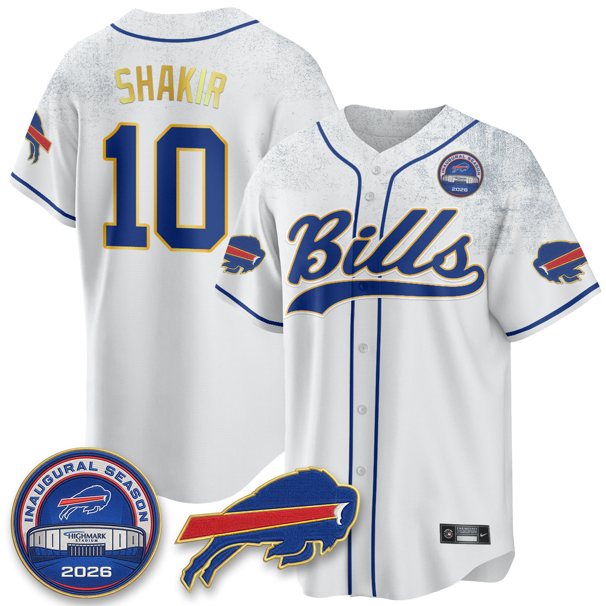 Buffalo Bills 2026 Gold Trim Baseball Edition Vapor Jersey - Stitched