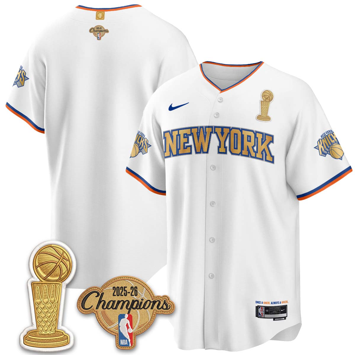 New York Knicks Champions Night Baseball Vapor Jersey - Stitched