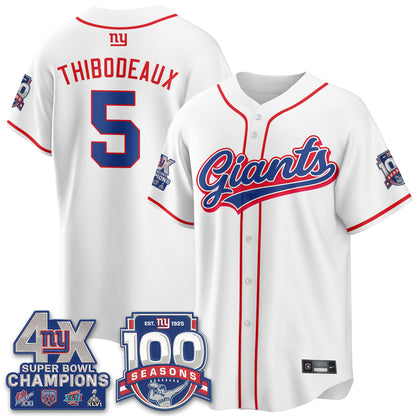 New York Giants 4X Champs & 100 Anniversary Vapor Baseball Jersey - Stitched