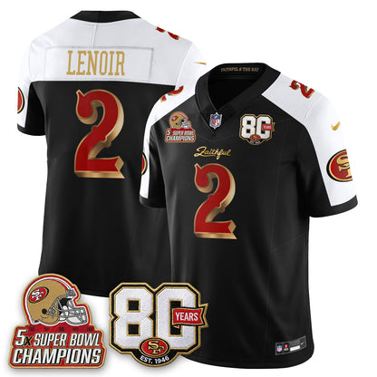 San Francisco 49ers 80 Years & 5X Champs Rivalries Vapor Jersey - Stitched