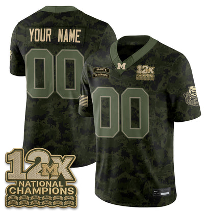 Michigan Wolverines 2026 Salute to Service Vapor Custom Jersey - Stitched
