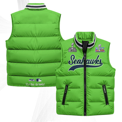 Seattle Seahawks S.Bowl Champs Puffer Vest - Printed